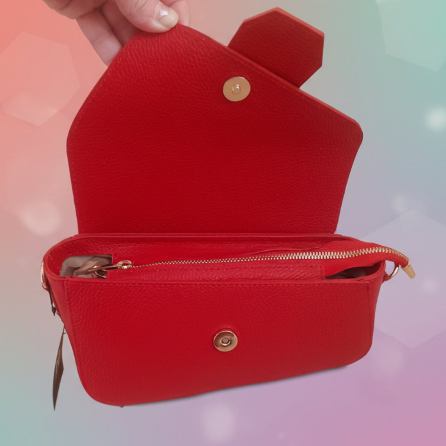 BORSA VERA PELLE MADE IN ITALY CHIC E ASIMMETRICA