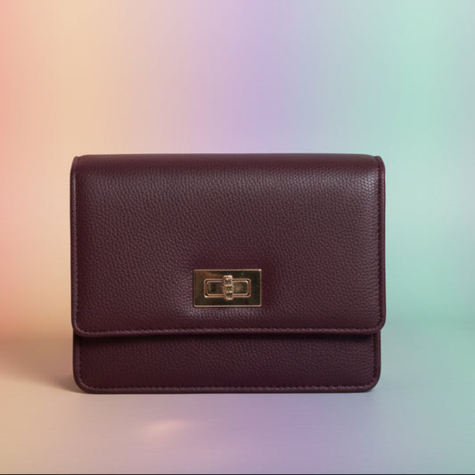 MINI BAG NERO/PRUGNA/GRIGIO ELEGANTE CON TRACOLLA REMOVIBILE E ACCESSORI