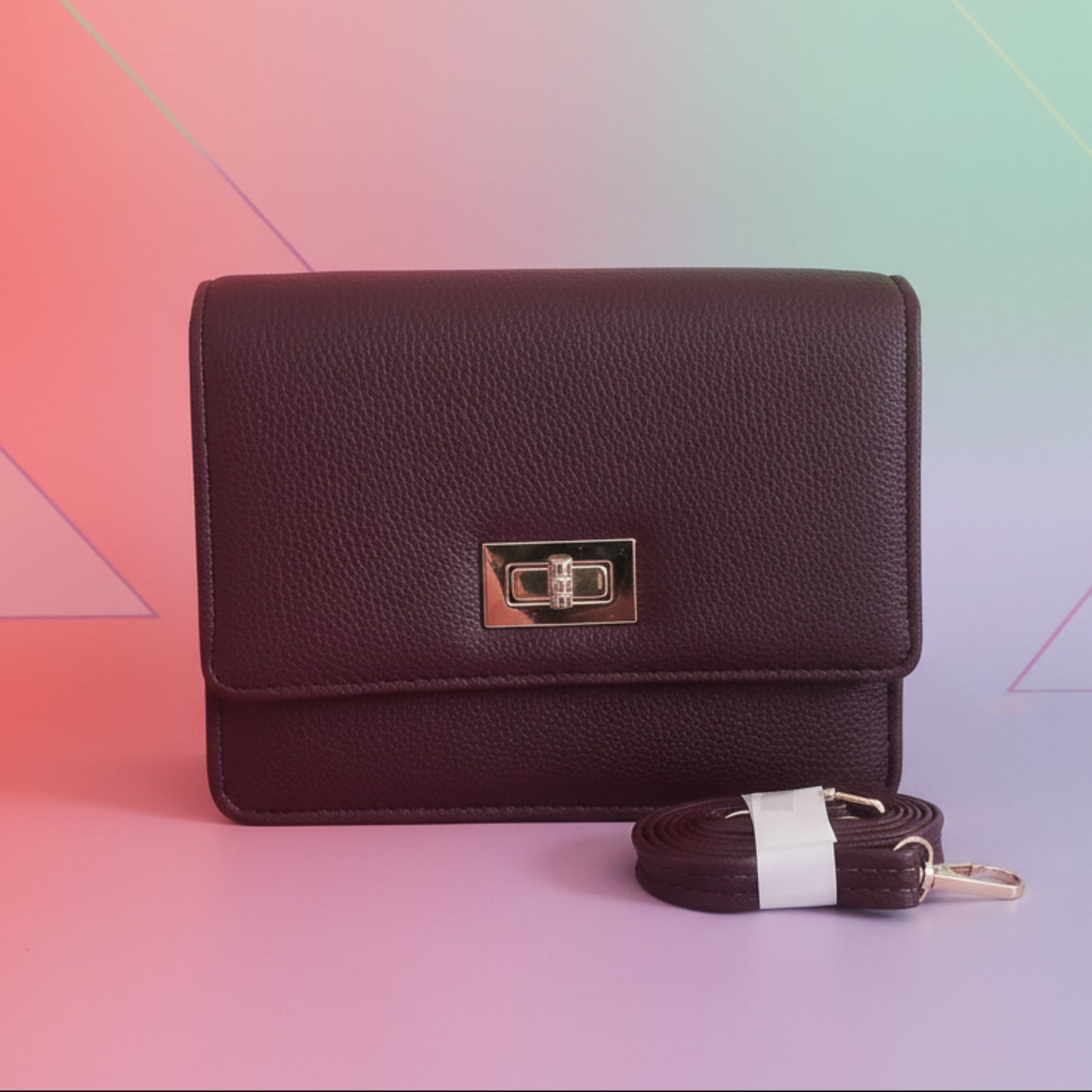MINI BAG NERO/PRUGNA/GRIGIO ELEGANTE CON TRACOLLA REMOVIBILE E ACCESSORI