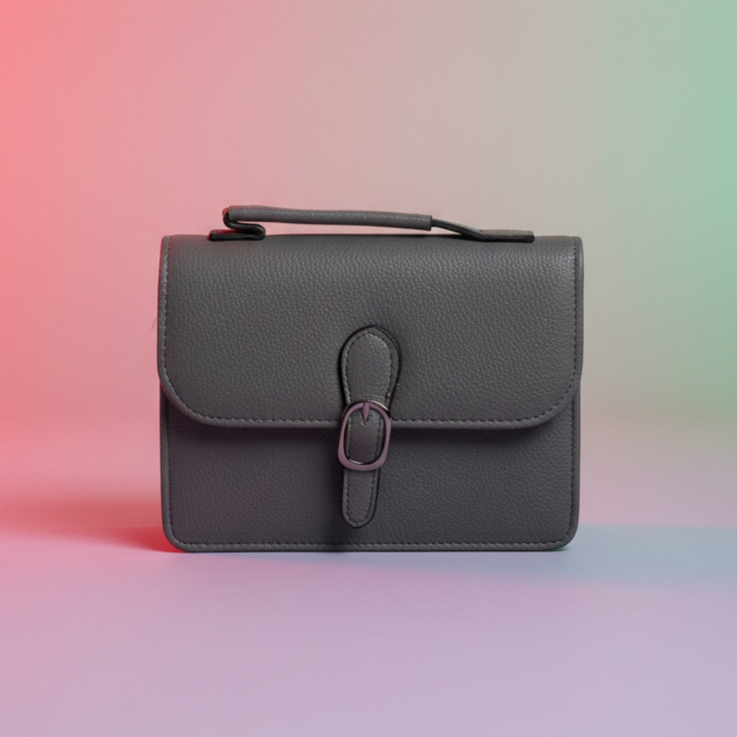 MINI BAG NERO/PRUGNA/GRIGIO ELEGANTE CON TRACOLLA REMOVIBILE E ACCESSORI