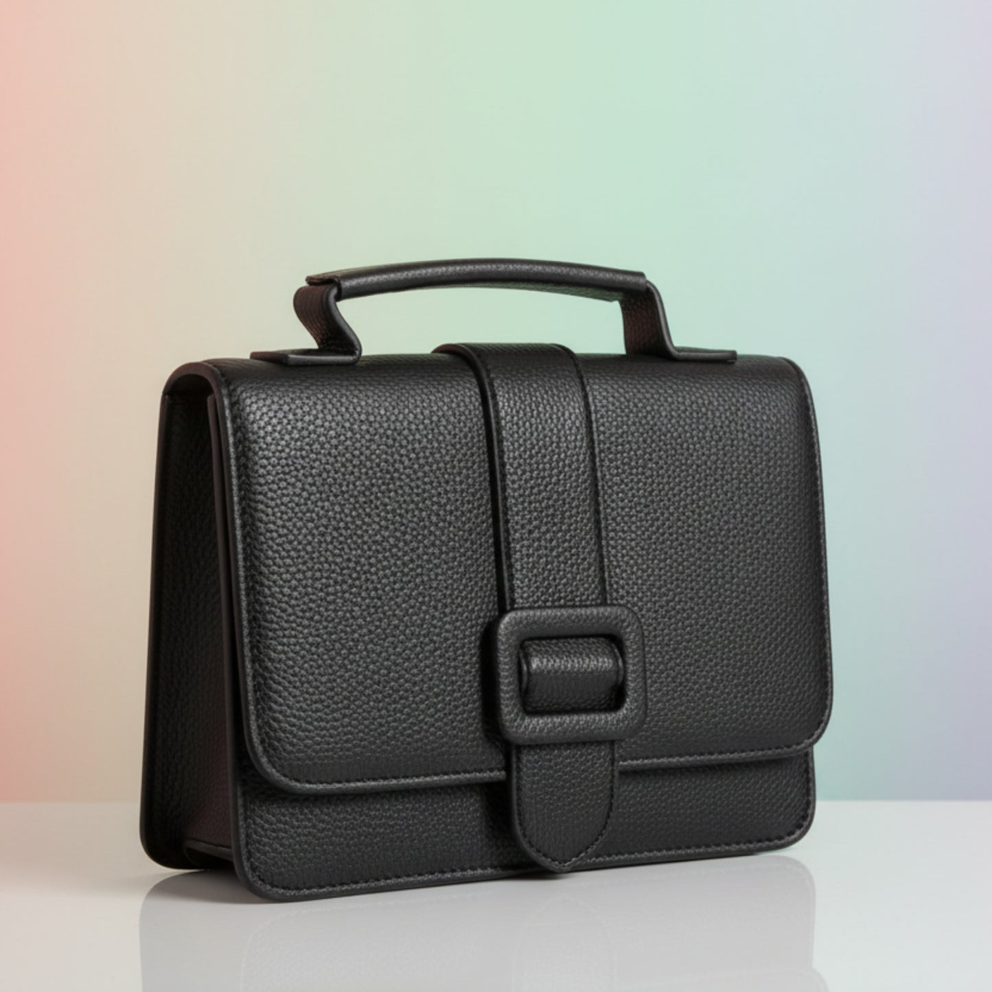 MINI BAG NERO/PRUGNA/GRIGIO ELEGANTE CON TRACOLLA REMOVIBILE E ACCESSORI