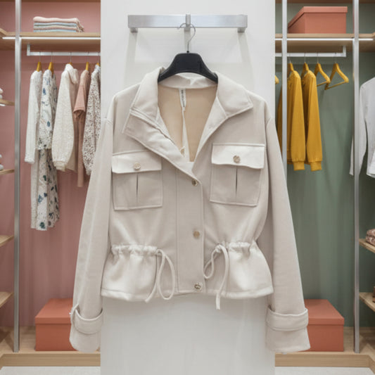 TRENCH LEGGERO EFFETTO SCAMOSCIATO BEIGE S/M - REGOLABILE IN VITA, PRIMAVERA/ESTATE