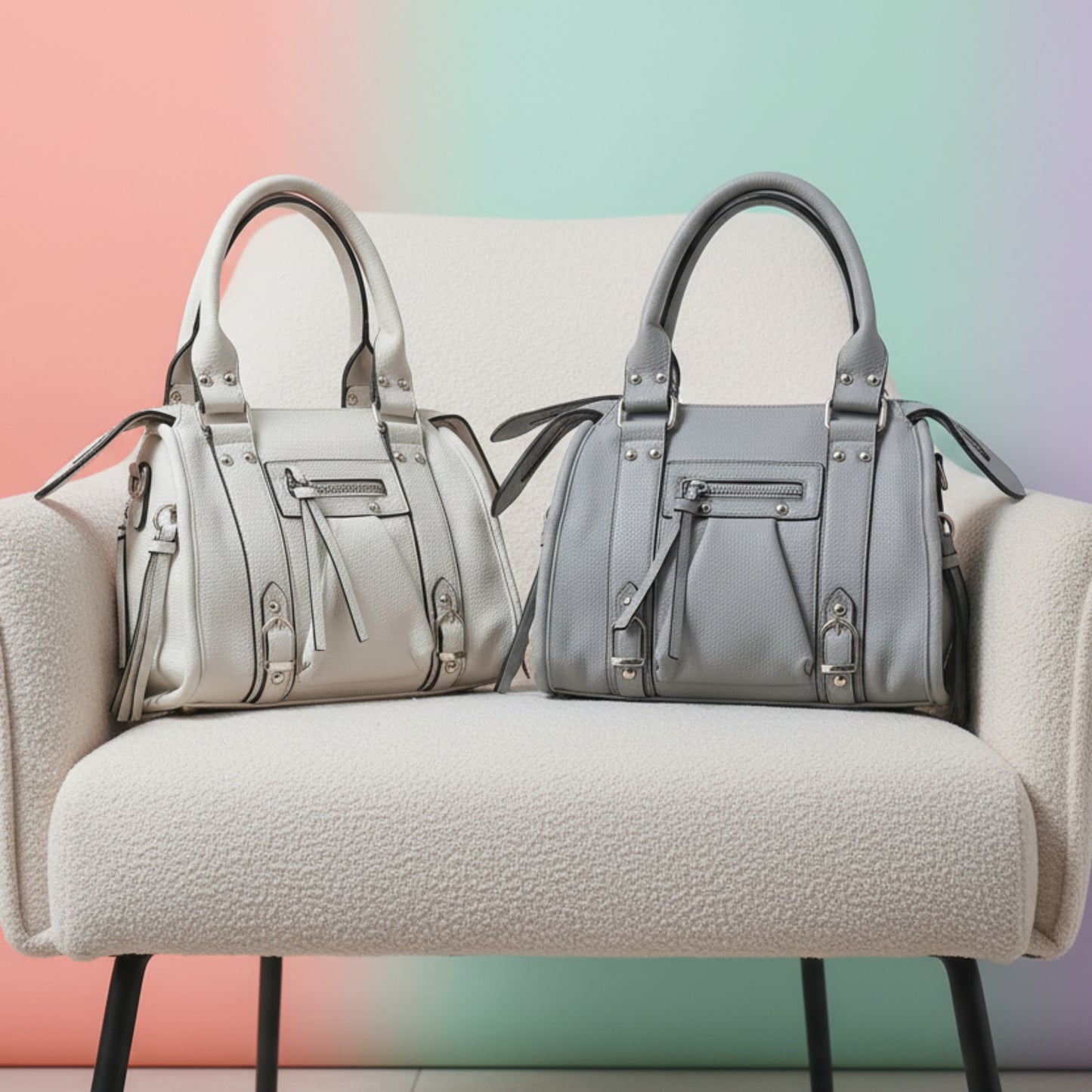 BORSA DA CITTA' CON BORCHIE E FRANGE - TRACOLLA REMOVIBILE