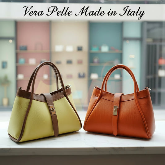 BORSA VERA PELLE MADE IN ITALY CHIC- TRACOLLA REMOVIBILE