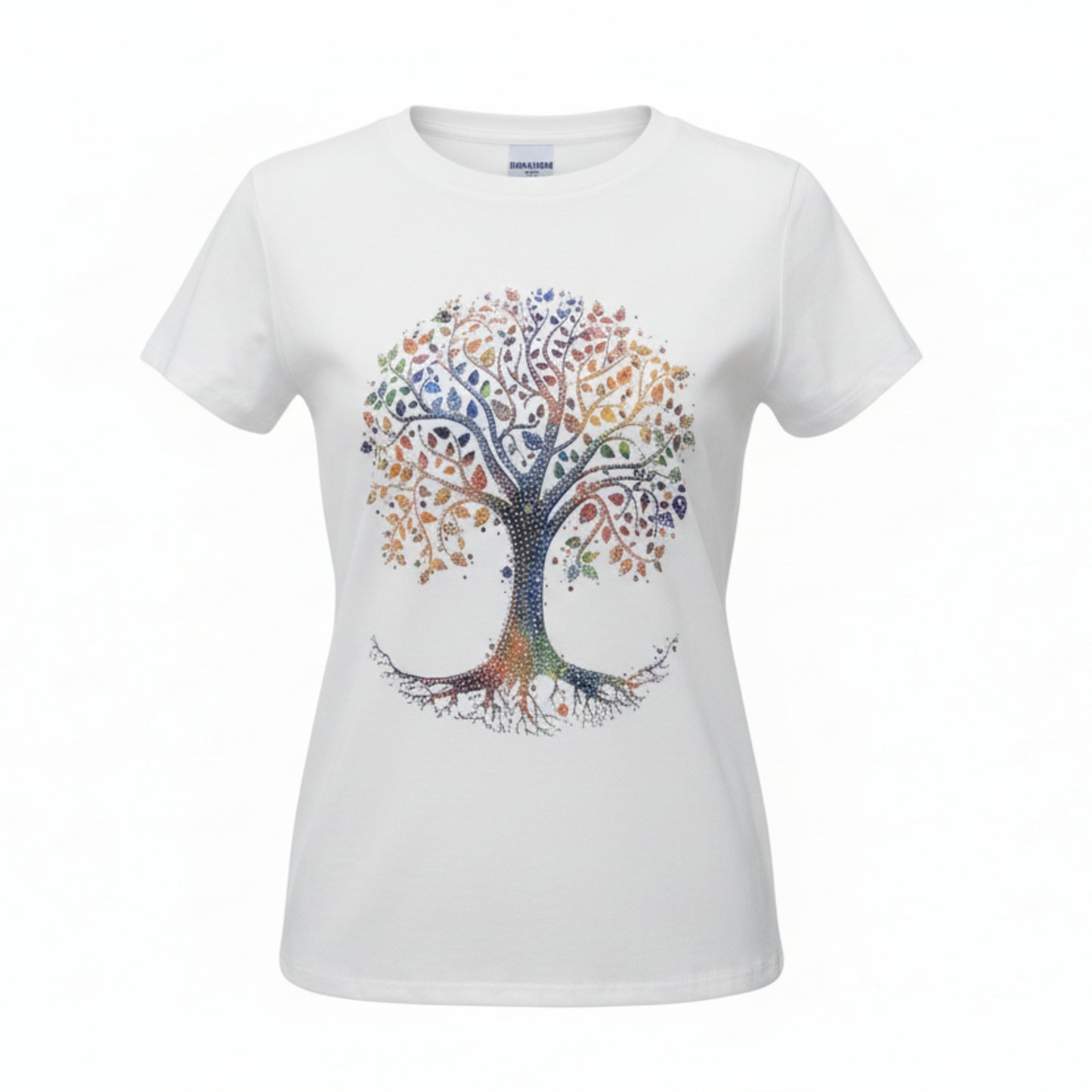 T-SHIRT BIANCA CON ALBERO DELLA VITA - MADE IN ITALY - COTONE STRETCH