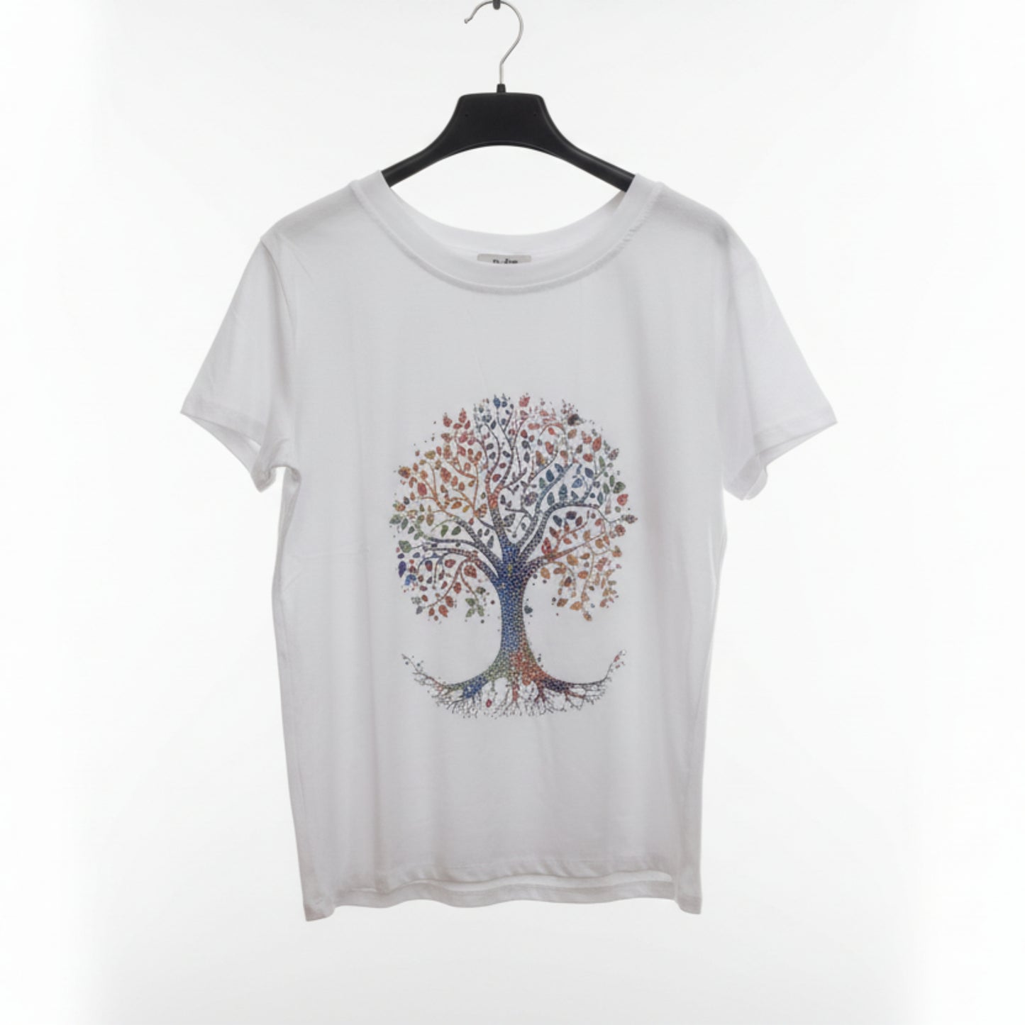T-SHIRT BIANCA CON ALBERO DELLA VITA - MADE IN ITALY - COTONE STRETCH