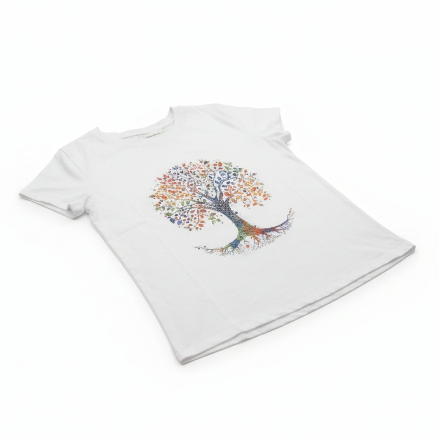 T-SHIRT BIANCA CON ALBERO DELLA VITA - MADE IN ITALY - COTONE STRETCH