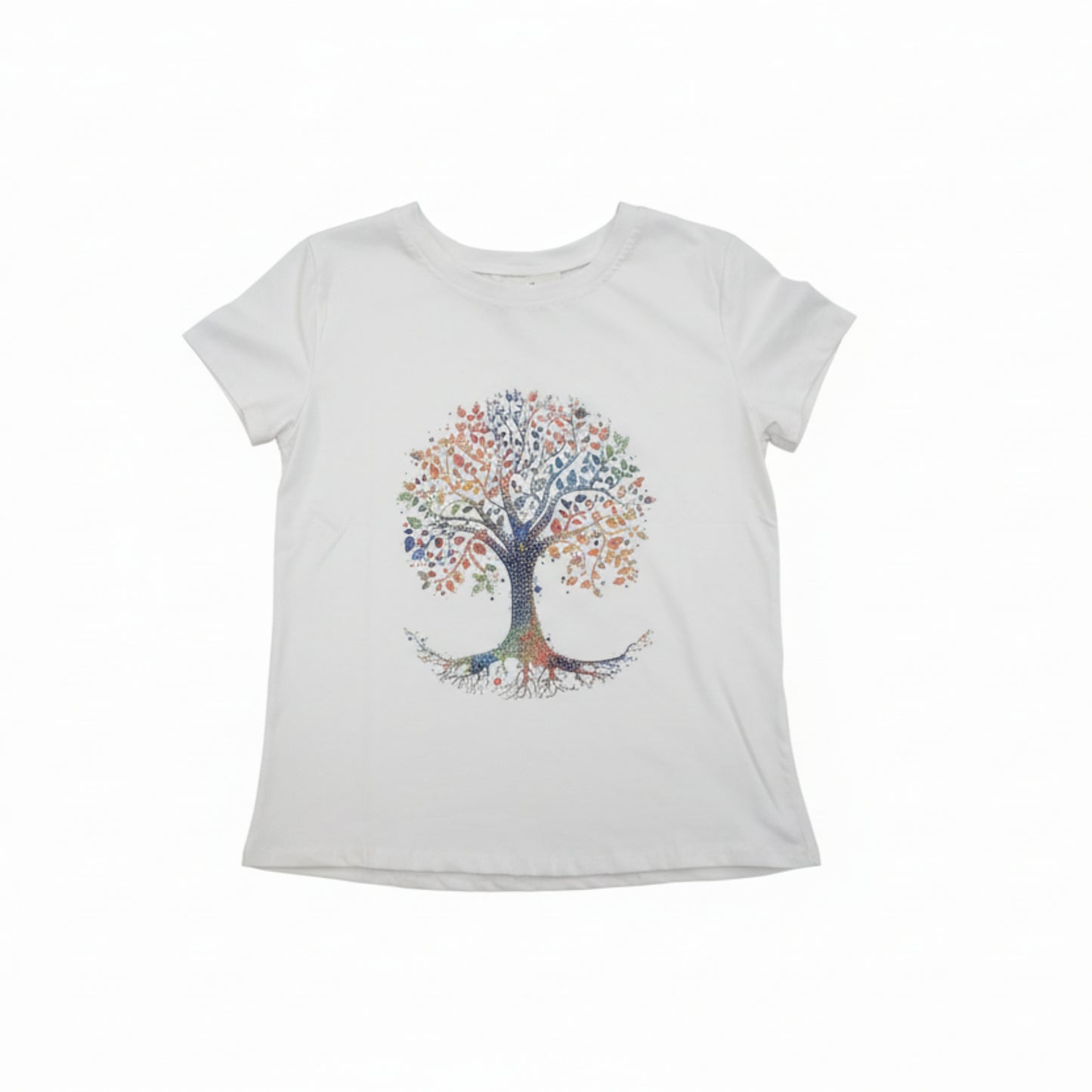 T-SHIRT BIANCA CON ALBERO DELLA VITA - MADE IN ITALY - COTONE STRETCH