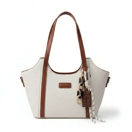BORSA A MANO E TRACOLLA OCN CHARM CIOCCOLATO - COMPATTA E VERSATILE PANNA E BEIGE