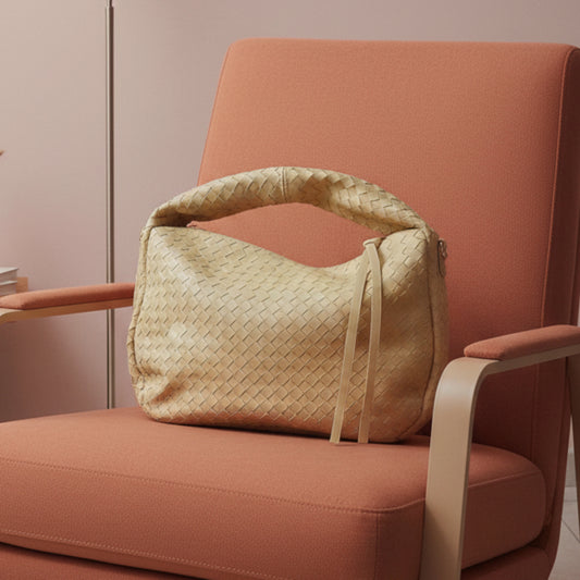 BORSA GIALLA CAPIENTE INTRECCIATA CON TRACOLLA REMOVIBILE - A MANO O CROSSBODY