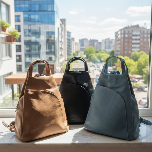 ZAINO CHIC UNISEX MULTIFUNZIONE - NERO, BLU E CUOIO - ELEGANTE E COMODO