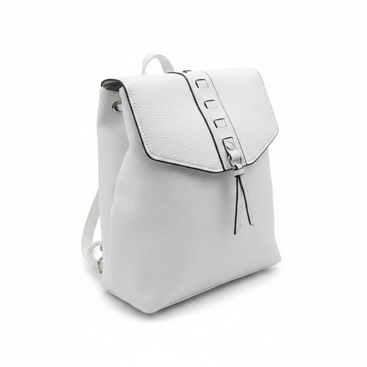 ZAINO BIANCO CHIC CON DOPPIO SCOMPARTO - CHIUSURA CLIP E ZIP MODERNO & VERSATILE