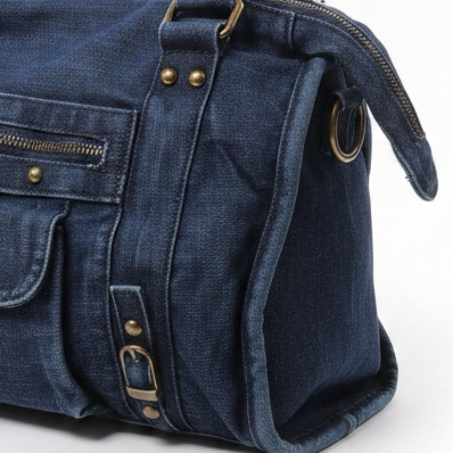 CITY BAG JEANS BLU SURO CON BORCHE E FRANGE - TRACOLLA TRENDY GIOVANILE