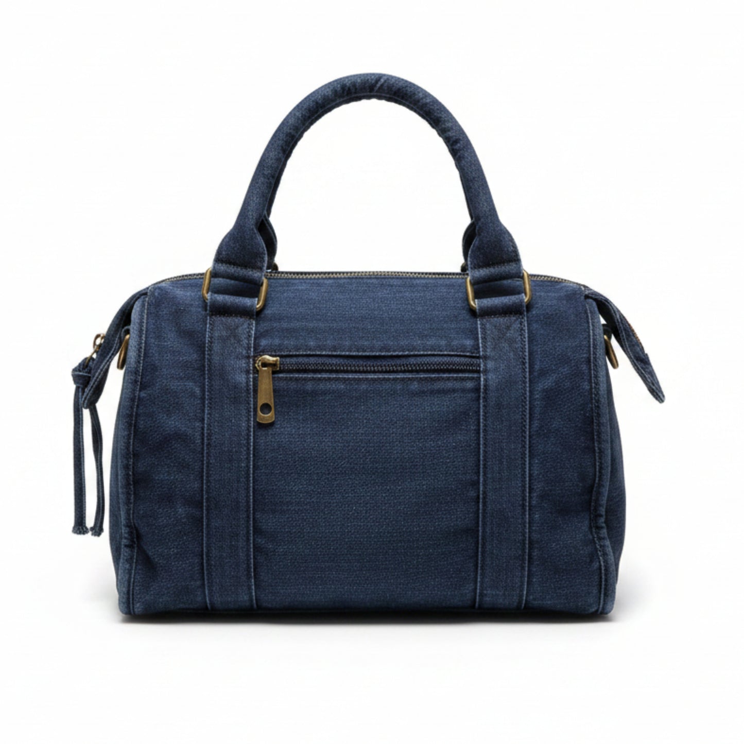 CITY BAG JEANS BLU SURO CON BORCHE E FRANGE - TRACOLLA TRENDY GIOVANILE