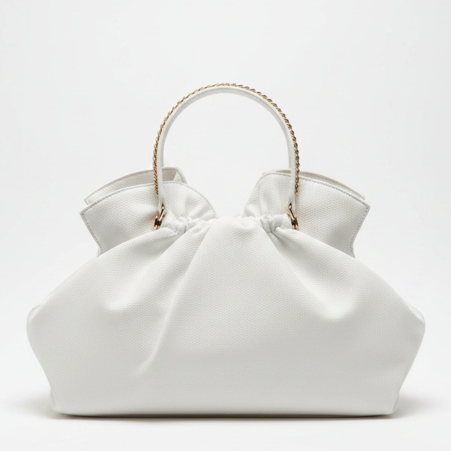 BORSA GRANDE FASHION BIANCA CON DETTAGLI GOLD E TRACOLLA REMOVIBILE