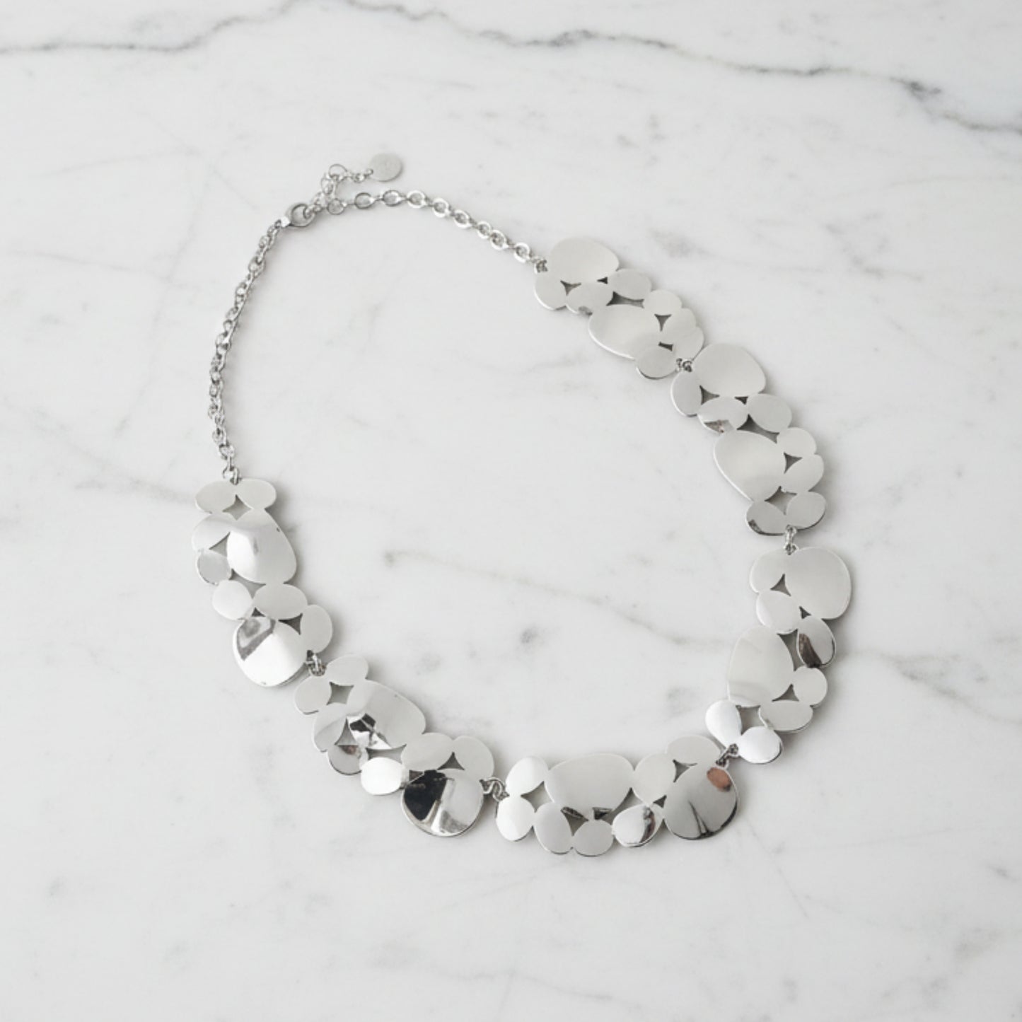 COLLANA SILVER MULTI PLACCA IN ACCIAIO INOSSIDABILE REGOLABILE