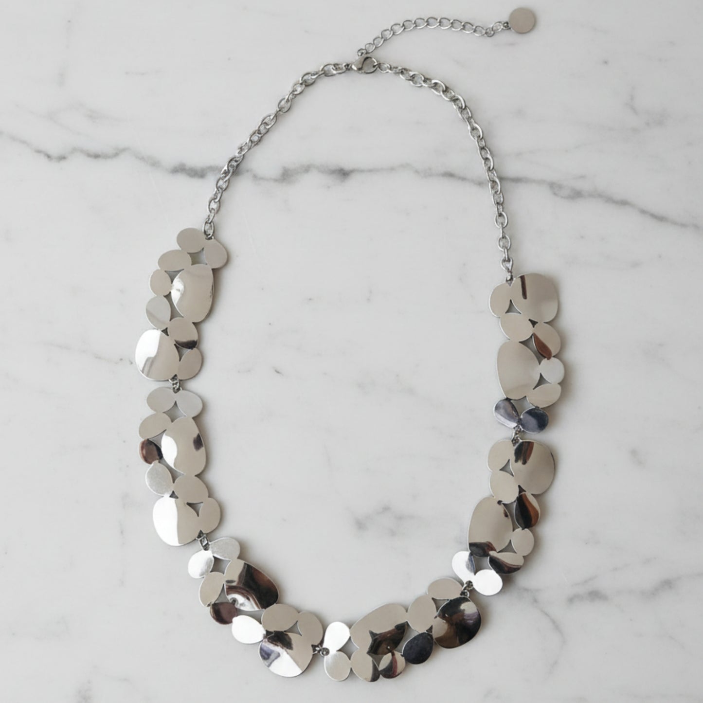 COLLANA SILVER MULTI PLACCA IN ACCIAIO INOSSIDABILE REGOLABILE