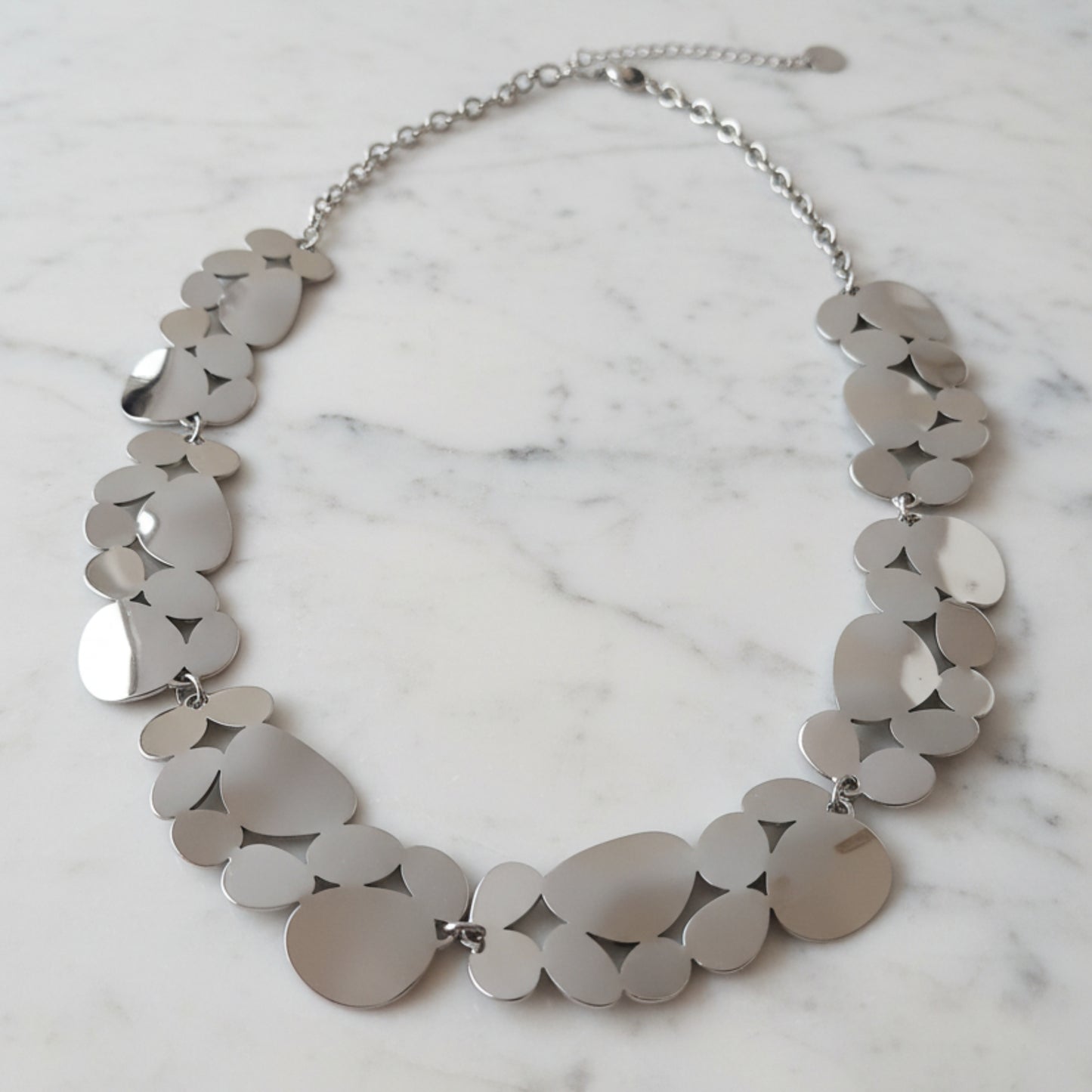 COLLANA SILVER MULTI PLACCA IN ACCIAIO INOSSIDABILE REGOLABILE