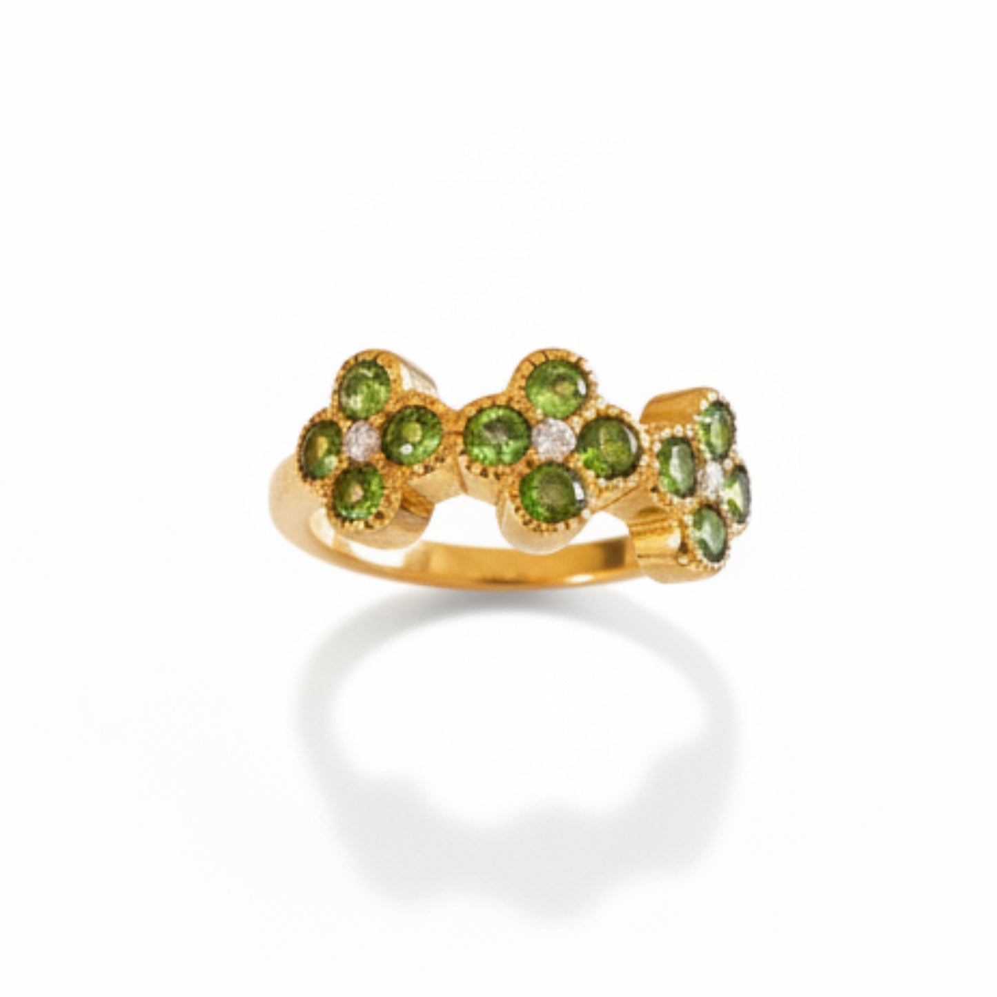 ANELLO REGOLABILE IN ACCIAIO GOLD & SILVER CON FIORI E PUTI LUCE COLORATI