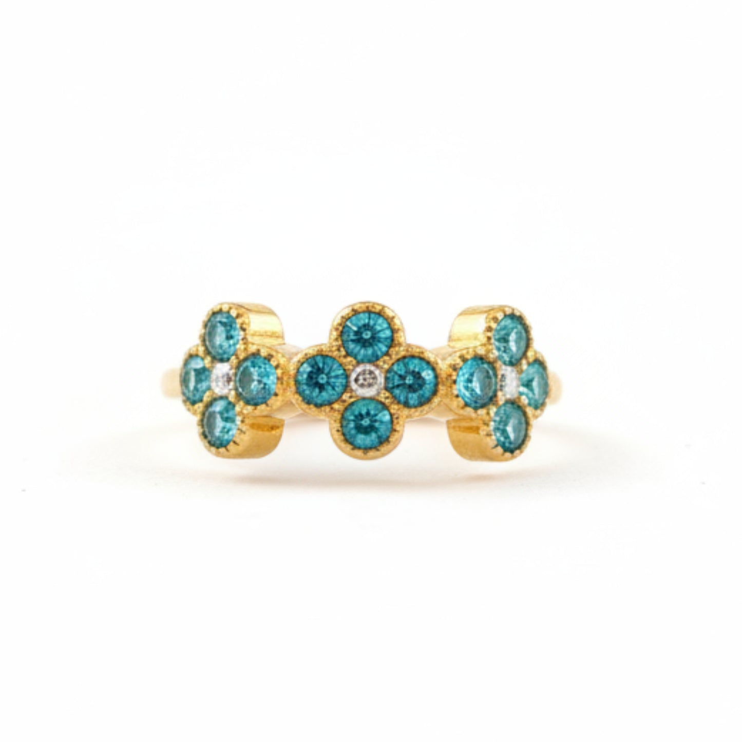 ANELLO REGOLABILE IN ACCIAIO GOLD & SILVER CON FIORI E PUTI LUCE COLORATI