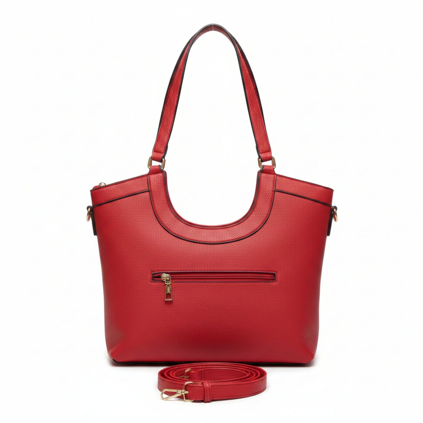BORSA INTRECCIATA MEDIA A SPALLA  E TRACOLLA - BEIGE E ROSSO CON ZIP