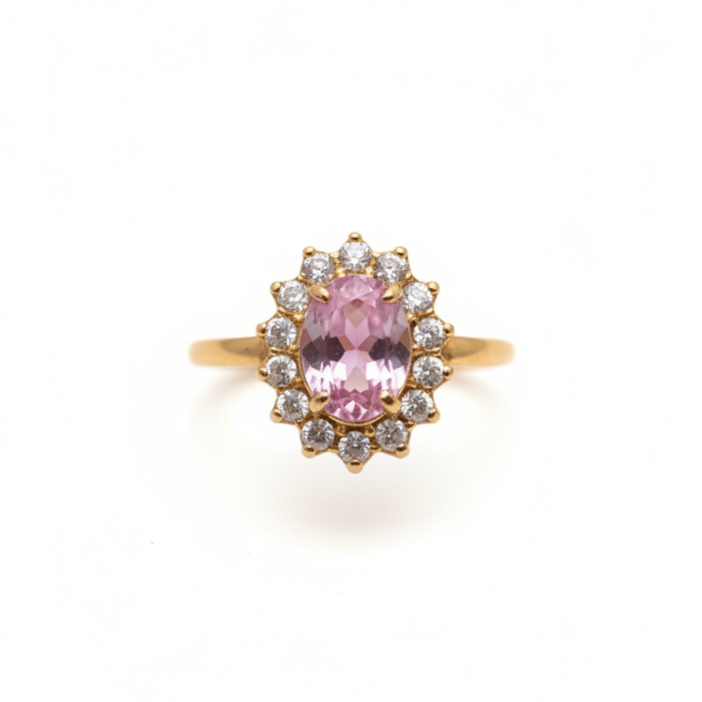 ANELLO REGOLABILE IN ACCIAIO GOLD CON PIETRA COLORATA E PUTI LUCE