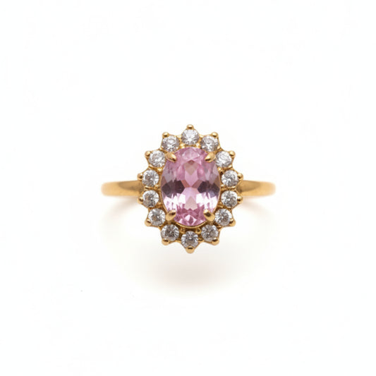 ANELLO REGOLABILE IN ACCIAIO GOLD CON PIETRA COLORATA E PUTI LUCE