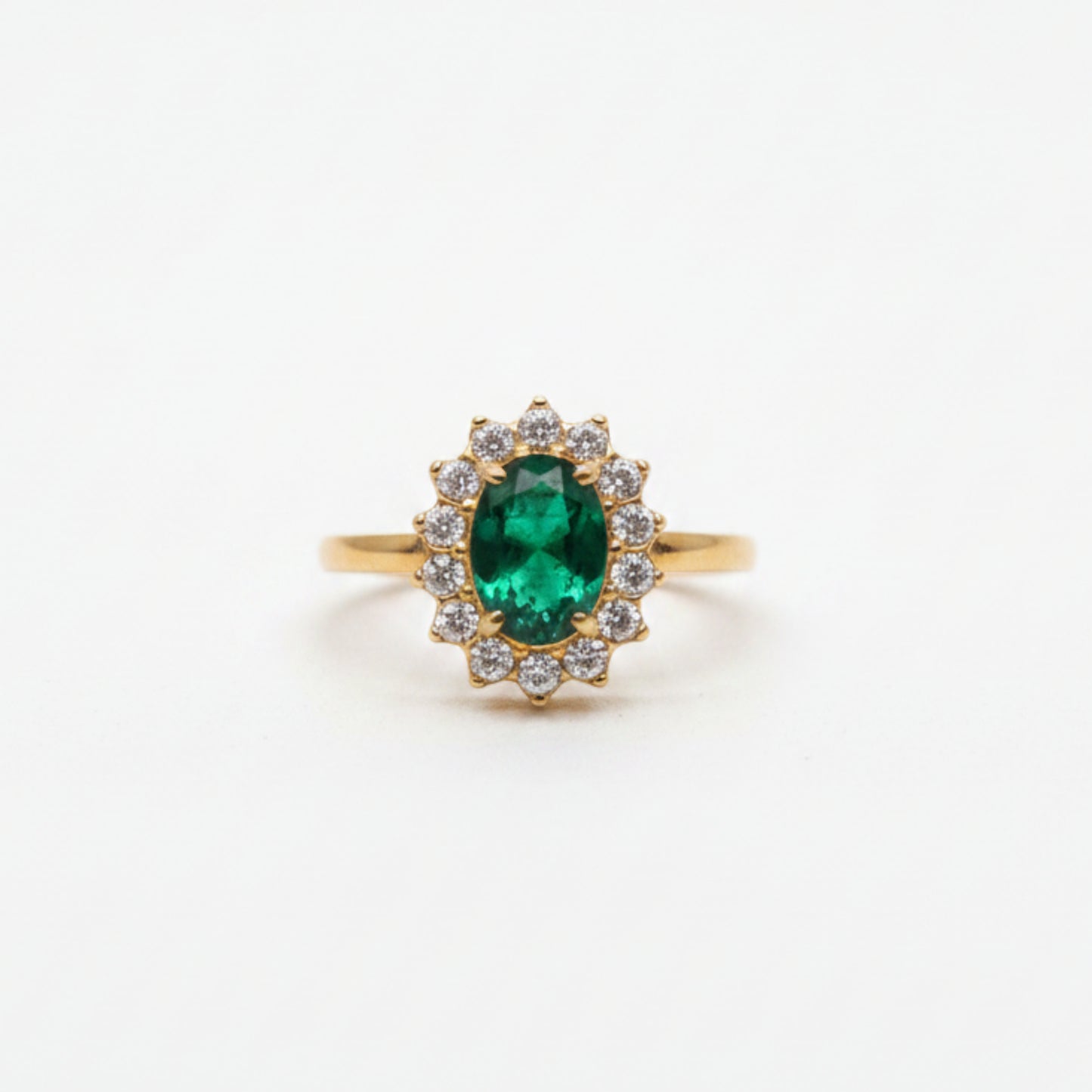 ANELLO REGOLABILE IN ACCIAIO GOLD CON PIETRA COLORATA E PUTI LUCE