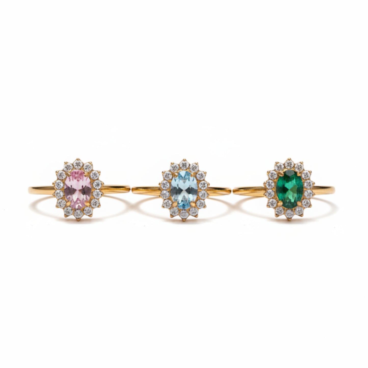 ANELLO REGOLABILE IN ACCIAIO GOLD CON PIETRA COLORATA E PUTI LUCE