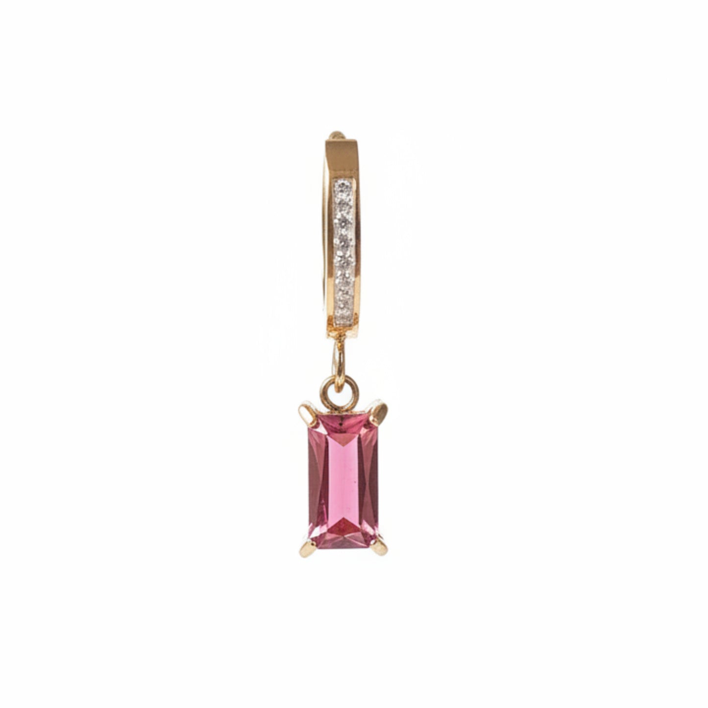 ORECCHINO SINGOLO COLORI DELICATI IN ACCIAIO GOLD CON PUNTI LUCE