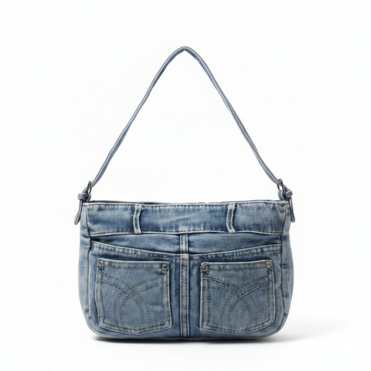 BORSA DEMIN TRENDY CON TASCHE STILE JEANS