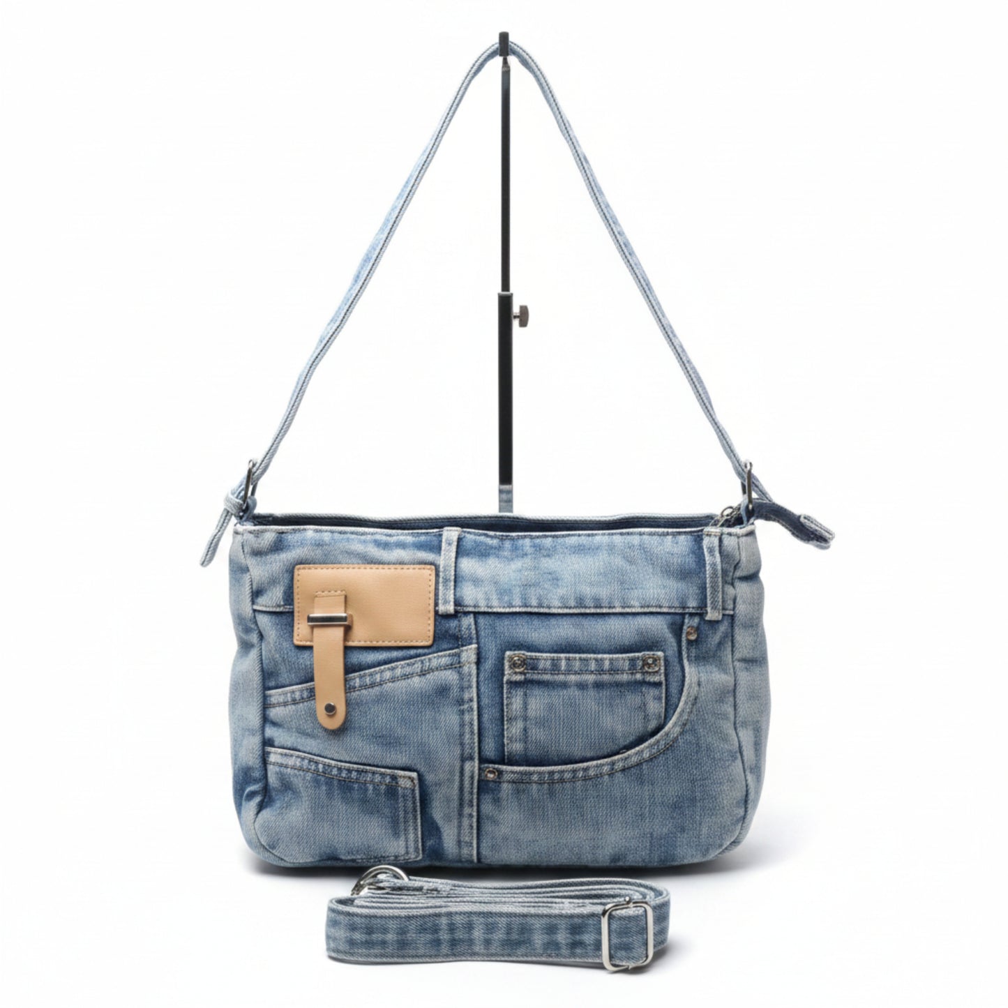 BORSA DEMIN TRENDY CON TASCHE STILE JEANS