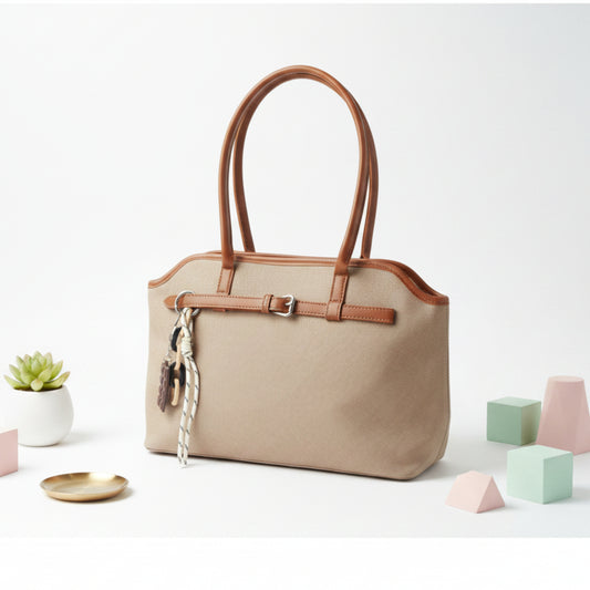 BORSA CHIC MEDIA CON CHARM - ELEGANZA QUOTIDIANA COLORE CAPPUCCINO