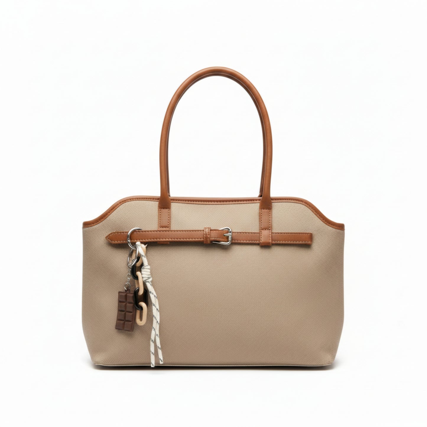 BORSA CHIC MEDIA CON CHARM - ELEGANZA QUOTIDIANA COLORE CAPPUCCINO