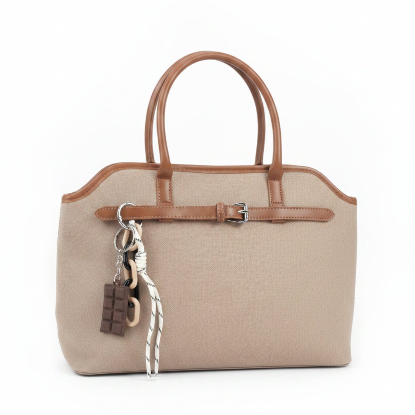 BORSA CHIC MEDIA CON CHARM - ELEGANZA QUOTIDIANA COLORE CAPPUCCINO