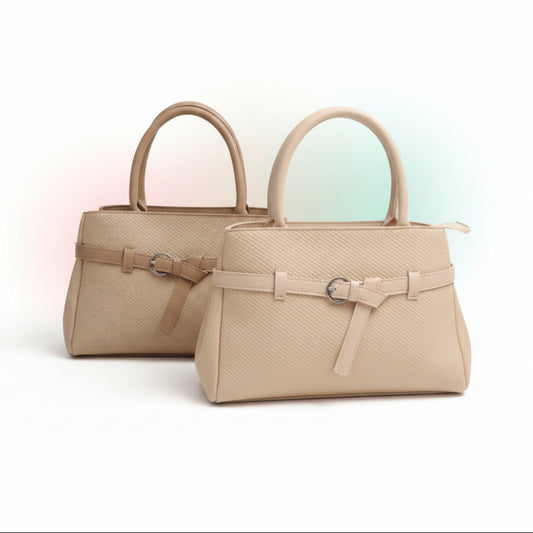 BORSA CAPIENTE DONNA A MANO E TRACOLLA IN TESSUTO - BEIGE O KHAKI - CHIUSURA ZIP