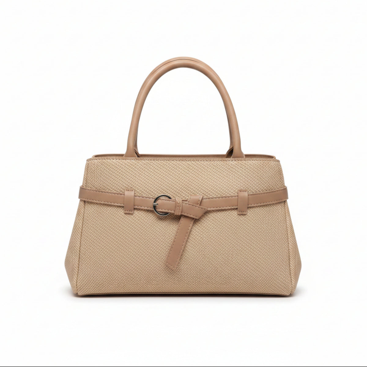 BORSA CAPIENTE DONNA A MANO E TRACOLLA IN TESSUTO - BEIGE O KHAKI - CHIUSURA ZIP