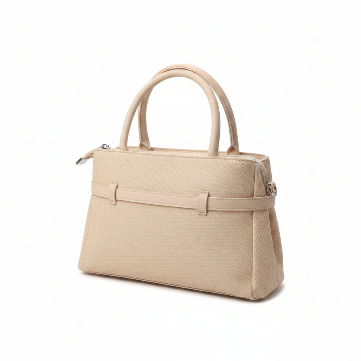 BORSA CAPIENTE DONNA A MANO E TRACOLLA IN TESSUTO - BEIGE O KHAKI - CHIUSURA ZIP
