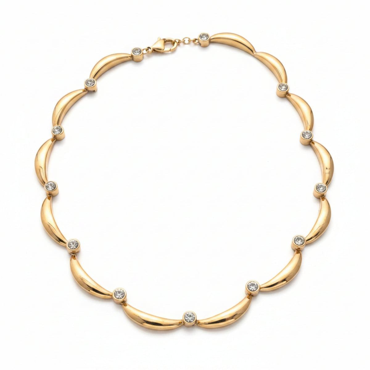 GIROCOLLO IN ACCIAIO GOLD CON PUNTI LUCE BIANCHI CHIC