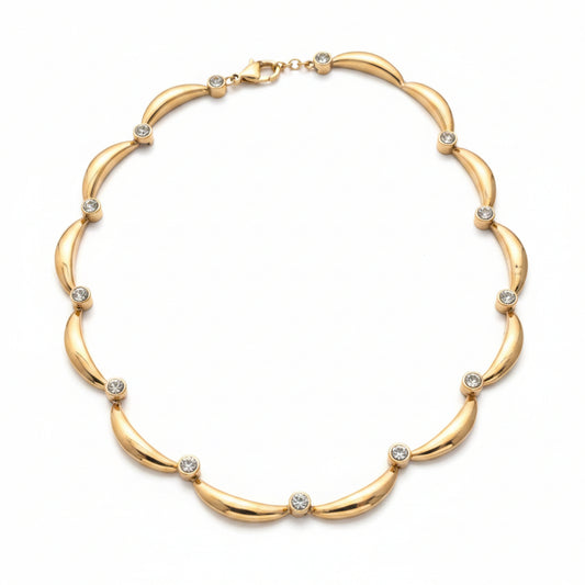 GIROCOLLO IN ACCIAIO GOLD CON PUNTI LUCE BIANCHI CHIC