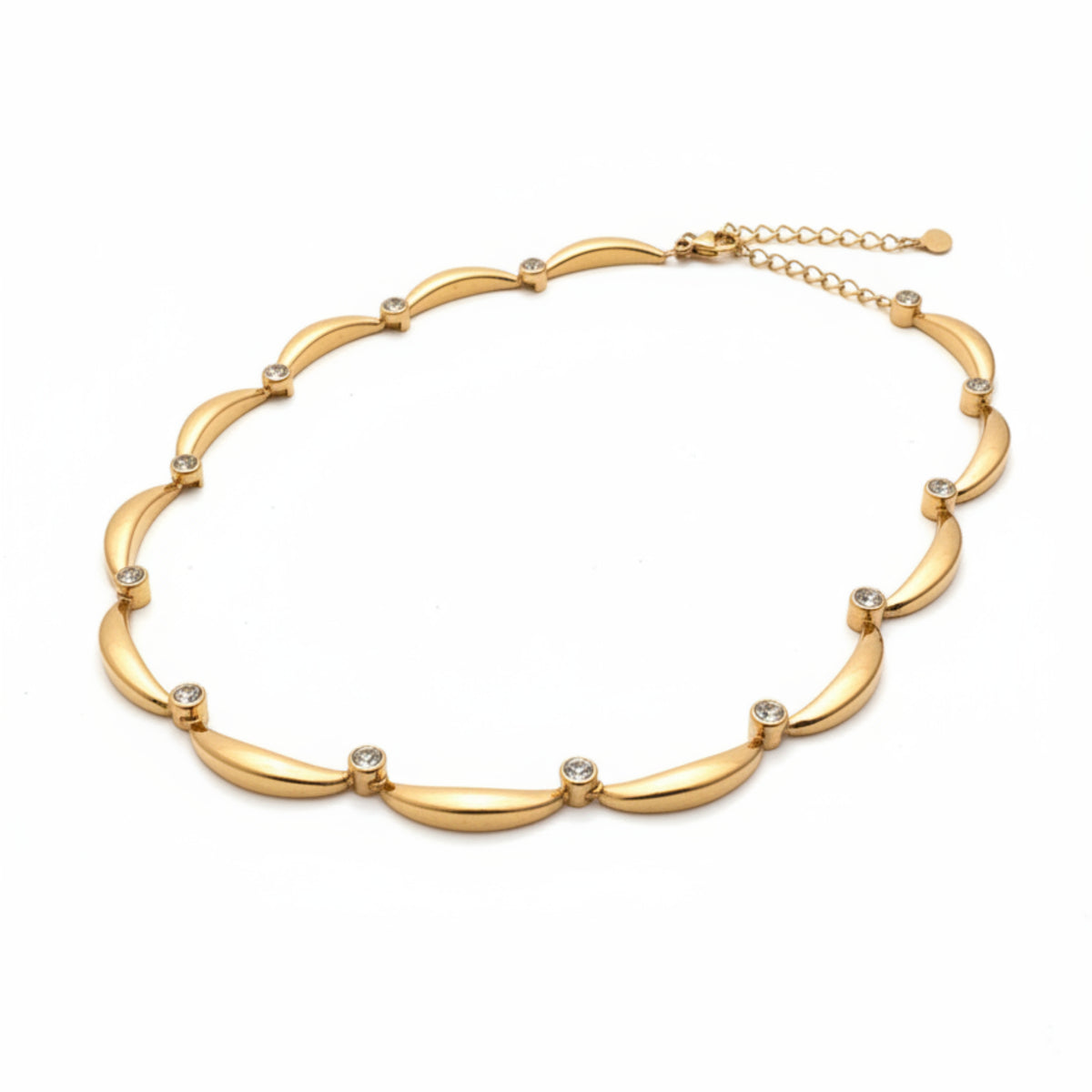 GIROCOLLO IN ACCIAIO GOLD CON PUNTI LUCE BIANCHI CHIC