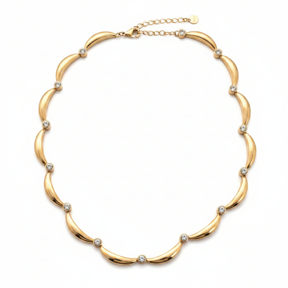GIROCOLLO IN ACCIAIO GOLD CON PUNTI LUCE BIANCHI CHIC