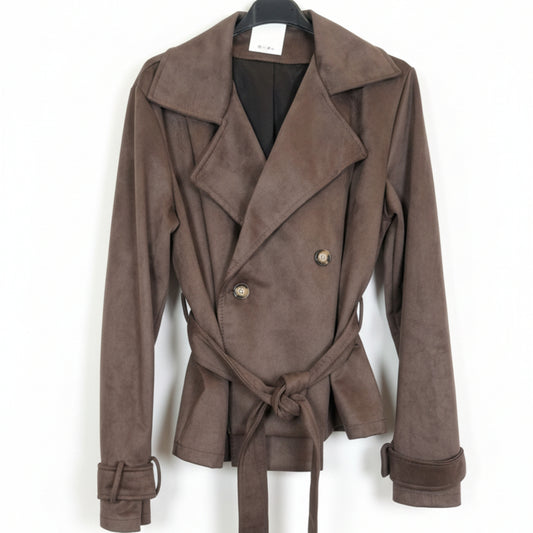 TRENCH CORTO EFFETTO SCAMOSCIATO NERO E MARRONE