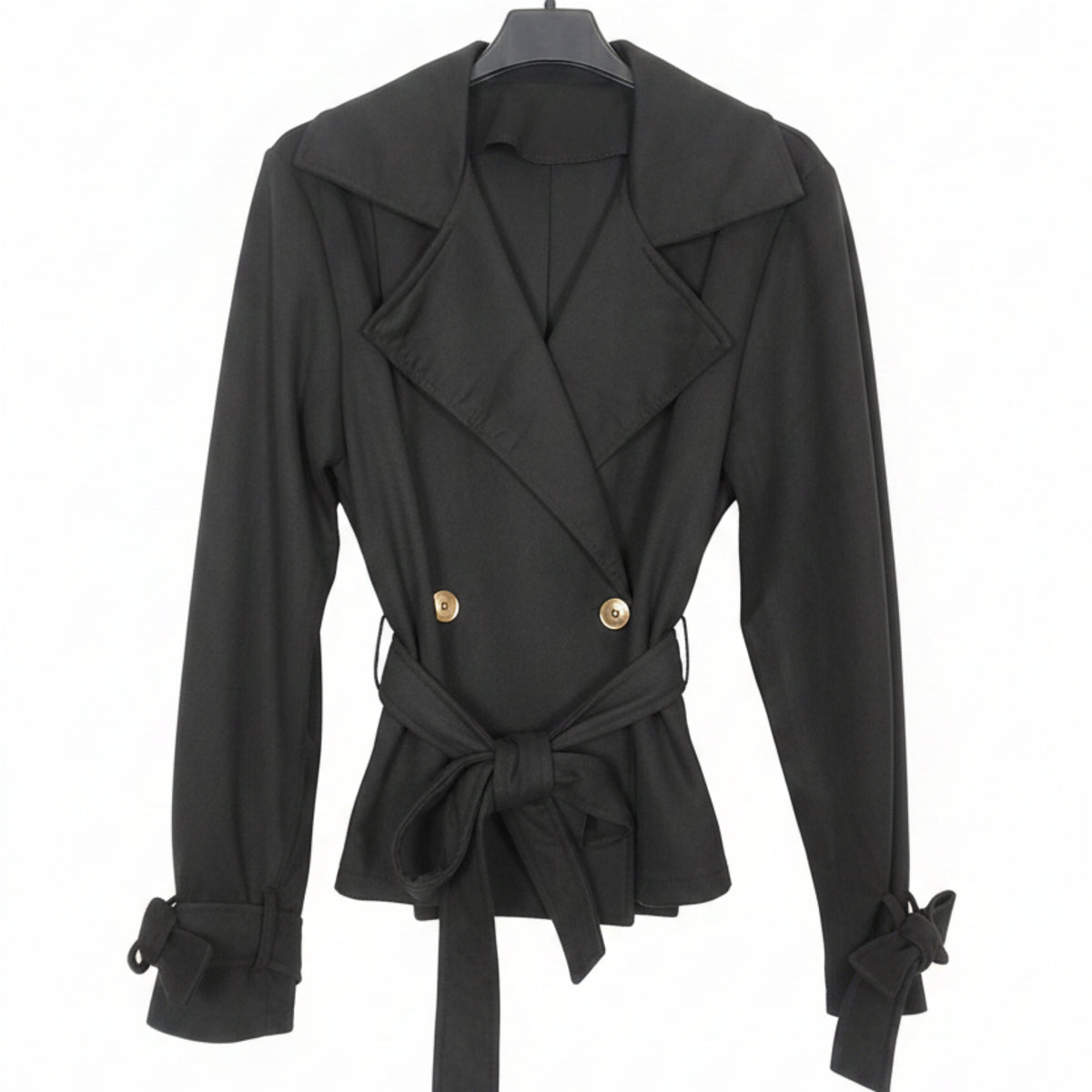TRENCH CORTO EFFETTO SCAMOSCIATO NERO E MARRONE